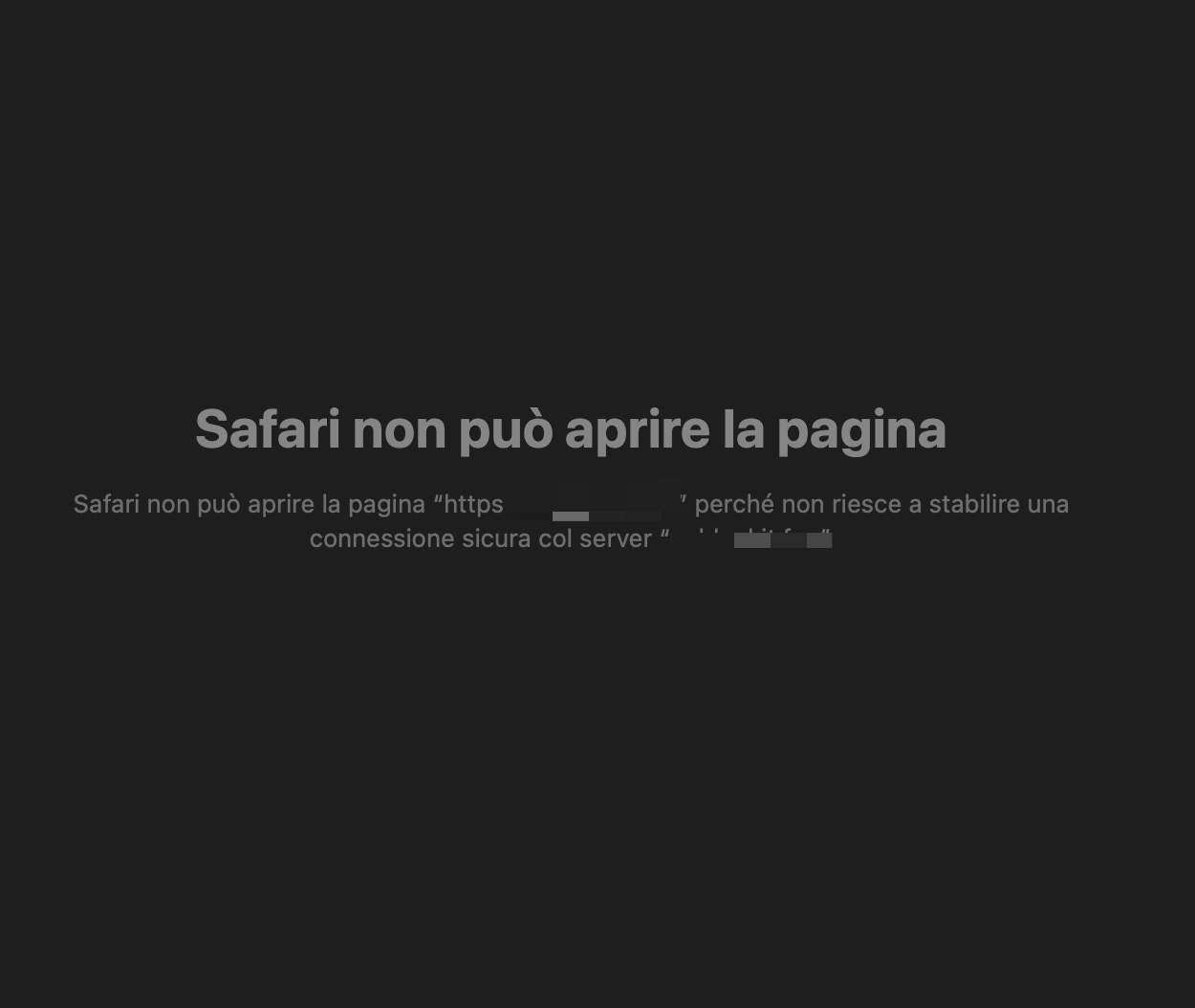 errore connessione sicuro sito web mac