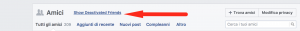 lista amici account Facebook disattivato