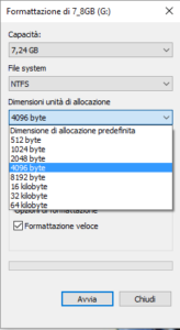 pannello formattare hard disk esterno windows