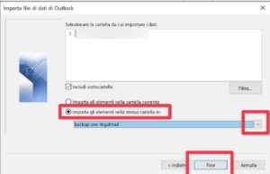 importa archivio mail pec legalmail infocert outlook backup