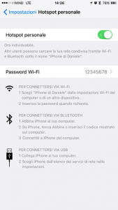 come attivare hotspot su iphone