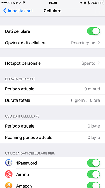 network dati cellulare wind iphone 8 Plus