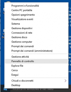 aprire pannello di controllo in windows 10